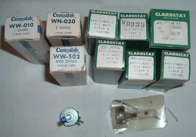 vtg. lot of nos potentiometers various sizes and shapes please look at pictures