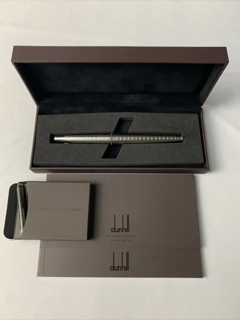 DUNHILL AD2000 BRUSHED Stainless Steel Fountain Pen 18K Torpedo Shape ...