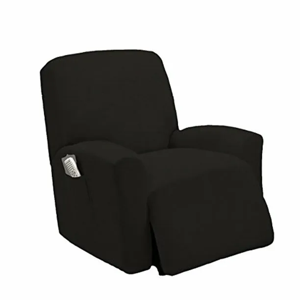 1/2/3 Recliner Black Velvet Plush Sofa Cover Stretch CouchLounge ReNew slipcover