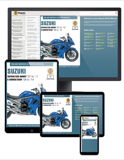 Suzuki GSF650/1250 Bandit & GSX650/1250F (07-14) Haynes Online Motorcycle Manual