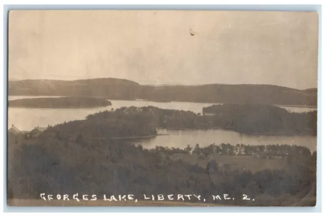 1925 Scenic View Of Georges Lake Liberty Maine ME RPPC Photo Vintage Postcard