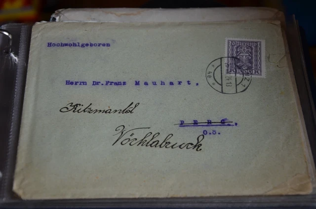 österreich OBERÖSTERREICH BRIEFHÜLLE 1924 LINZ - perg VÖCKLABRUCK MAUHART