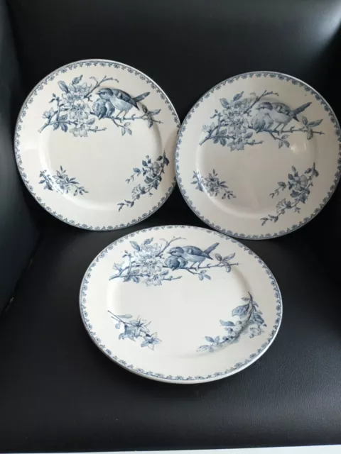 Assiettes plates  de la Faïenceries de Sarreguemines FAVORI bleu  24,5 cm état +