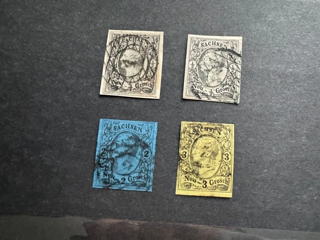 AD Sachsen Mi. Nr. 8 I,II , 10 , 11 , gestempelt, Mi. 61.-