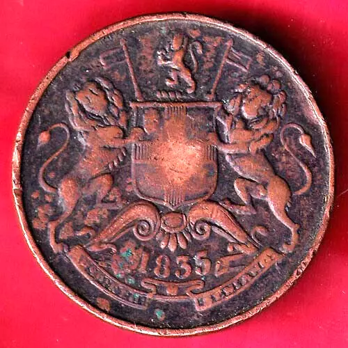 East India Company 1835 Half Anna Rare Coin #V9