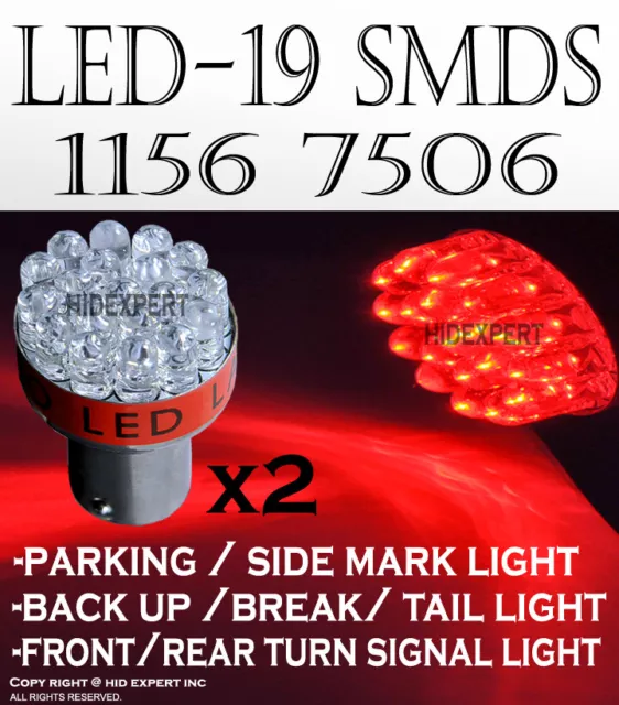 2 prs 1156 1141 LED 19 SMD Red Color Replacement for Tail Brake Light Bulbs H156