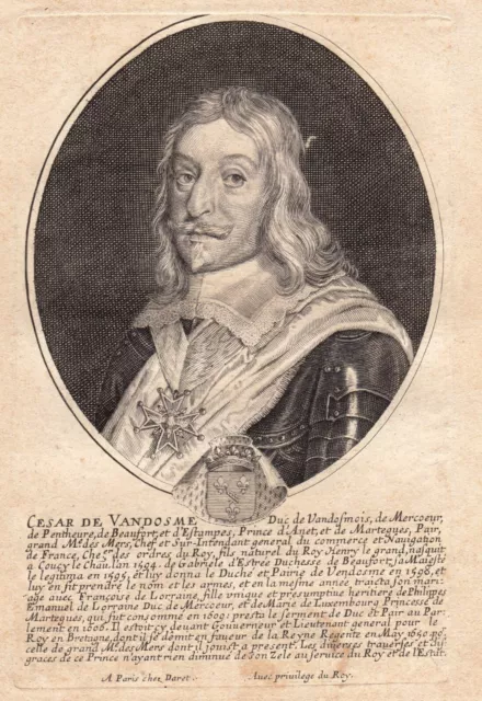 Portrait XVII César De Bourbon César De Vendôme Duc Beaufort Gouverneur Bretagne