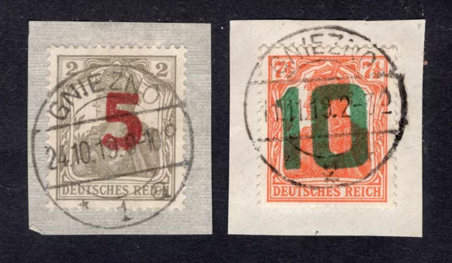Poland 1919 stamps on cuttings Mi#135-136 used CV=432$