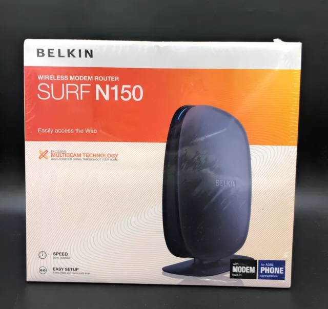 Belkin SURF Wireless Router SURF N150, Speed 150 Mbps Easy Access and Setup, New