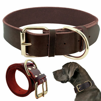 Leather Genuine Leather Padded Dog Heavy Duty K-9 Adjustable Collar Usa Seller 3