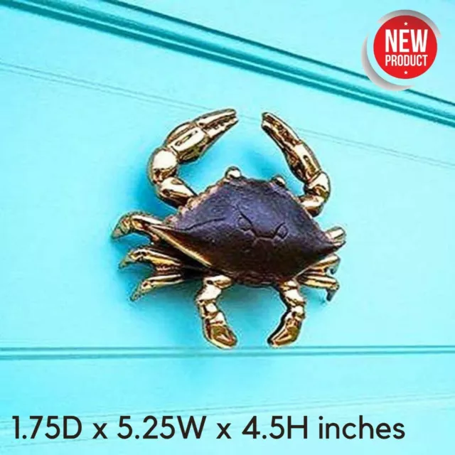 Blue Crab Front Door Knocker Solid Brass Ocean Beach Coastal Cottage Decor Gift