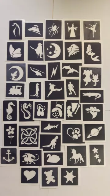 10 - 400 mini mixed stencils for glitter tattoos / airbrush / face painting