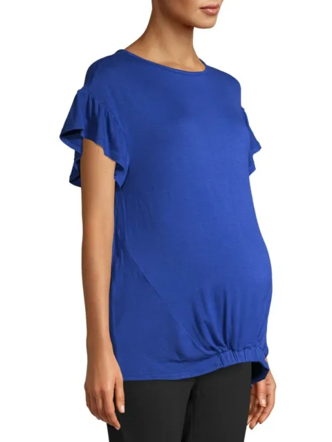 TIME AND TRU Women's Blue Cove Short Sleeve Maternity Fitted Size