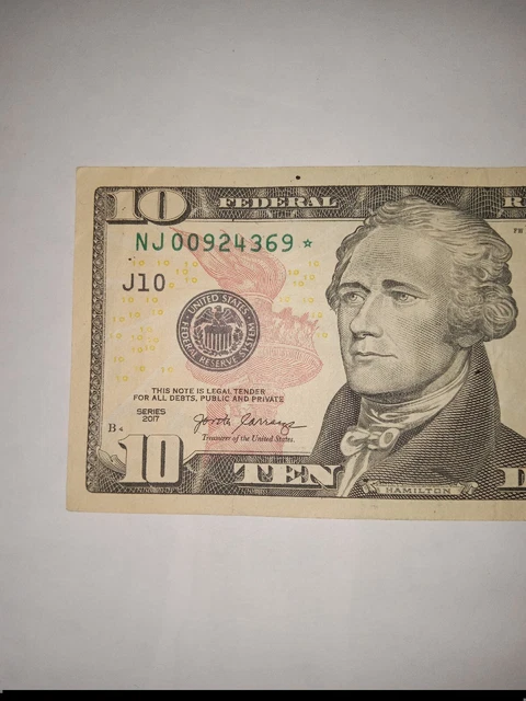 2017 Ten Dollar Bill STAR NOTE See Photos