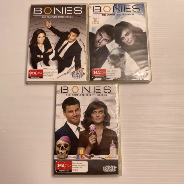 BONES DVD Box Set - Complete Seasons 5, 6 and 7 MA 15+ (16 Disc Set) VGC