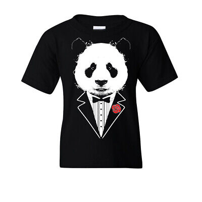 🔥 Panda bear tuxedo Suit Youth Kids T Shirt Funny Party Prom Wedding joke tee