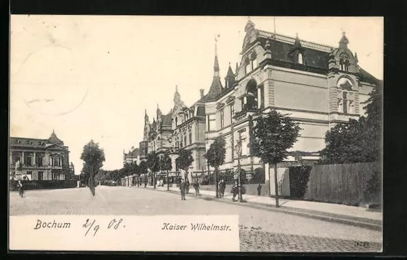 Ansichtskarte Bochum, Kaiser Wilhelmstrasse mit Passanten 1908