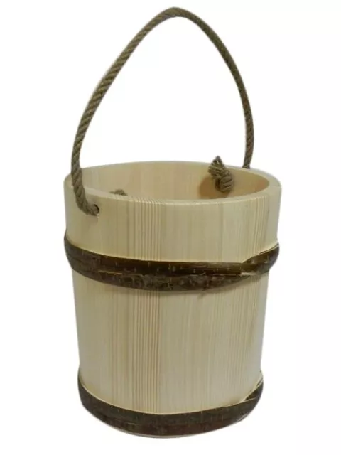 Big Wooden Bucket with handle 12L - old style very solid sauna pot flowerpot