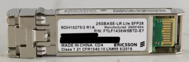 Ericsson RDH10275/2 R1A 25GBase-LR SFP28 1310nm Transceiver Module CRTUAG6LAA