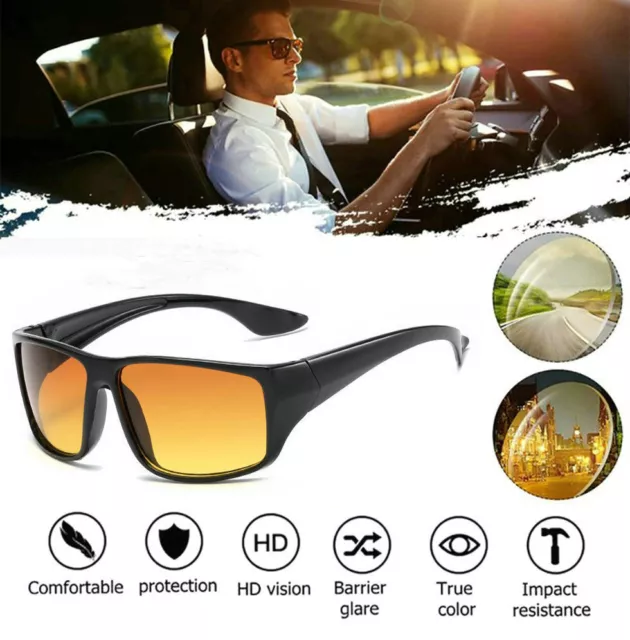 HD Night Driving Glasses Green Yellow Anti Glare Vision Tinted Sport Glasses