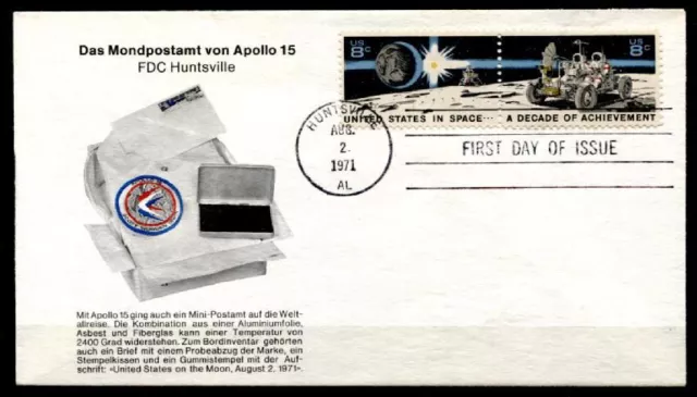 Mondpostamt von Apollo 15. FDC. Huntsville. USA 1971