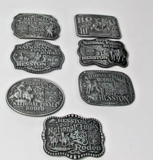 lot of 7 hesston buckles national finals rodeo 2007-2017 40th anniversary