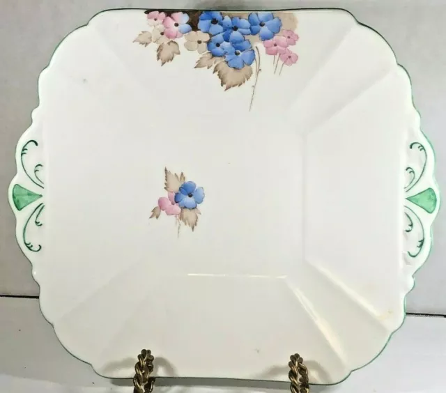 RARE SHELLEY CHINA SECONDS - QUEEN ANNE SQUARE CAKE PLATE 9 1/2" No. 2202 PHLOX