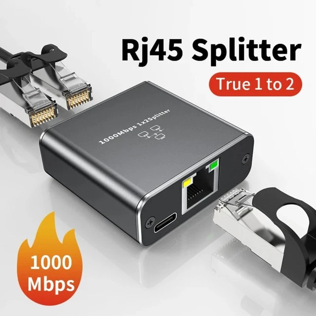 PC 1 TO 2 Gigabit Adapter Laptop Network Cable
