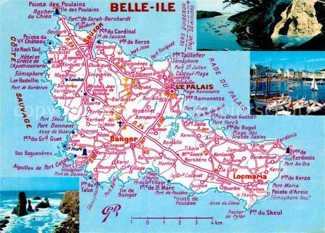 12751347 BELLE-ILE-EN-MER MAP Port Bay Belle-Ile-en-Mer £4.93 - PicClick UK