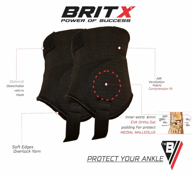 BRITX Ankle Guards Football Hockey Soccer Skates Protectors Pads Shin Adult Ball