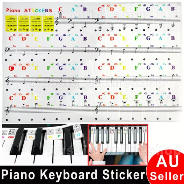 Universal Piano Stickers Learner Music Keyboard Stickers 37/49/61/88 Key Note AU