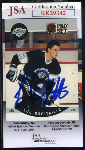 Luc Robitaille JSA Coa Hand Signed 1990 Pro Set Autograph