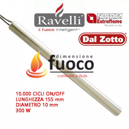 CANDELETTA  ACCENSIONE LINEARE D.10 300W 155 mm STUFA PELLET- EDILKAMIN -1016