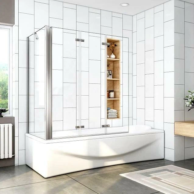 130x70x140cm Mamparas de Bañera Cristal Plegable 3 Hojas Pivotante 6mm Antical