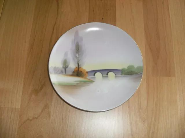 alter kleiner Motivteller von Meito China handgemalt 16 cm kleine Fehlstelle