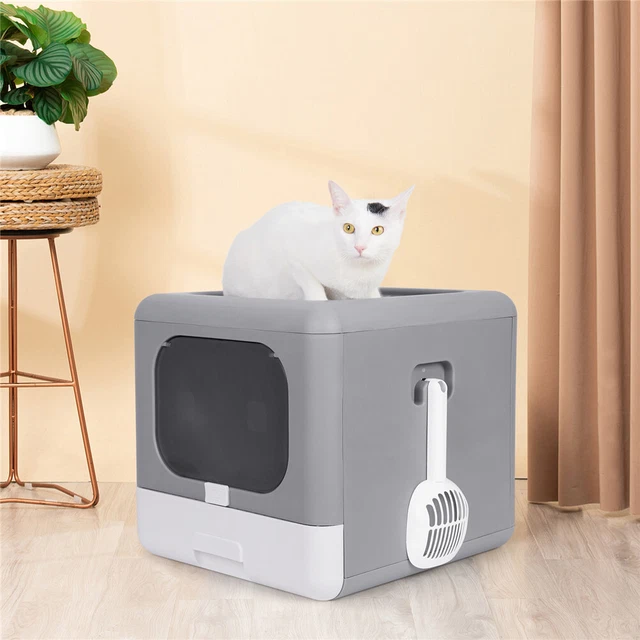 EXTRA LARGE SIFTING Enclosed Cat Litter Box with Lid Top Entry Kitten Box Drawer EUR 44,40