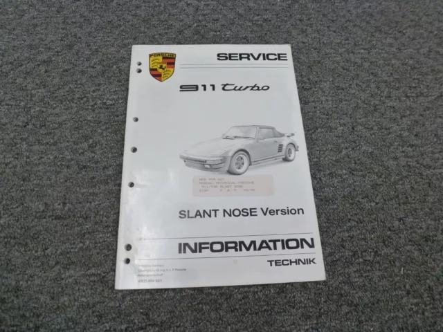 1986-1987 Porsche 911 Turbo M505 Slant Nose Service Repair Manual Supplement