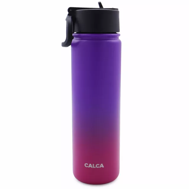 CALCA 22oz Wide Mouth Lid SS Water Bottle with Double Wall Vacuum Insulated Cup