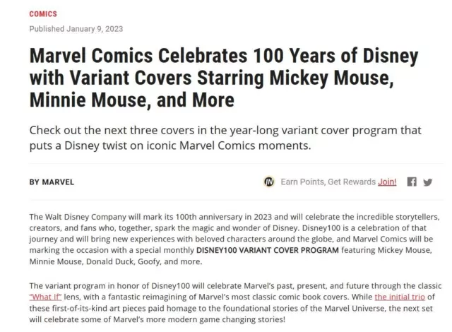 Amazing Spider-Man 23 Nm What If? Disney100 Variant Marvel Comics 2023 2