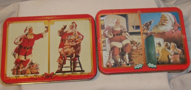 Coca-Cola Playing Card Tin Lot - Santa Claus With Coke Bottles