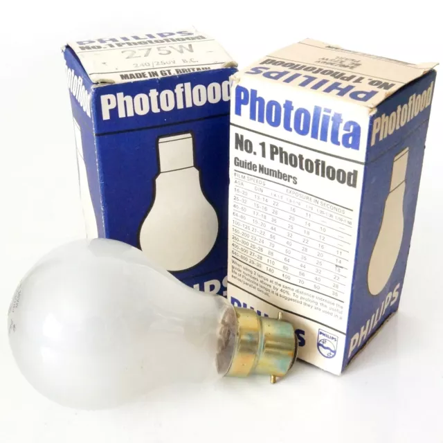 2 bombillas fotográficas Philips No.1 275w 240v Photolita BC E27