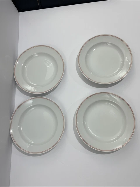 ANTIQUE MEISSEN WHITE Porcelain And Red Swirls Set Of 4 Dessert