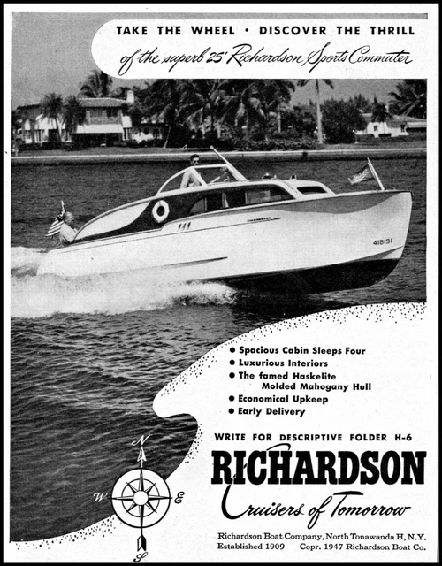 1947 RICHARDSON BOAT Sports Commuter N. Tonawanda NY vintage photo