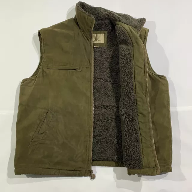 Rainforest Jacket Vest Mens XL Green Sherpa Fleece Lined Zip Thick Insulated