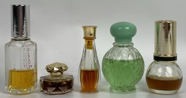 Lot of 5 Vintage AVON Revillon Glass Perfume Bottles for display