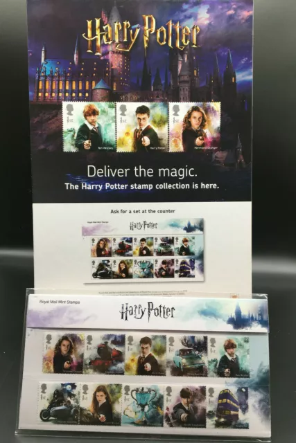 Harry Potter Royal Mail ungeöffnete Briefmarken & seltener Werbeständer - Royal Mail