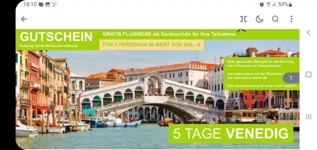 5 Tage Venedig für 2 Personen Im Wert von  948€