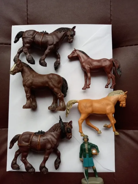 Collection of Vintage Britains Farm Animals 1980s Plastic Horses 1 To 32 Scale