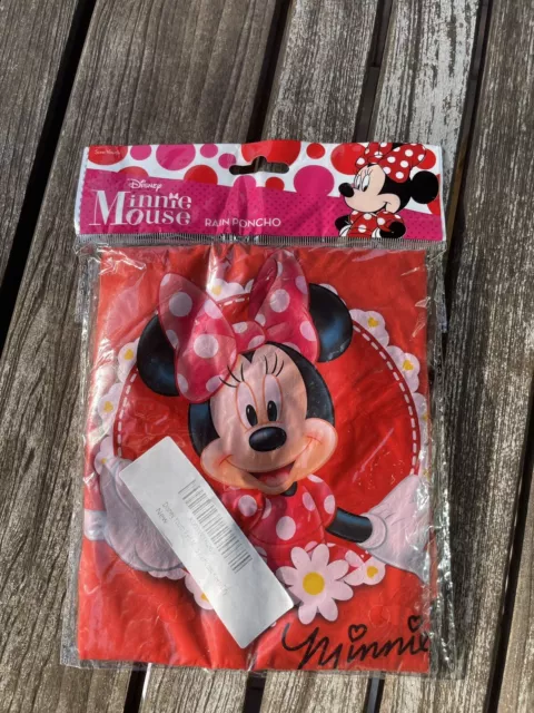 Disney Minnie Mouse Red Flower Rain Poncho Youth Girl Dry Kids