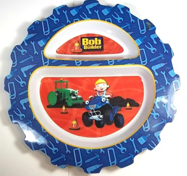 Bob the Builder round 2 part melamine plate Gear Cog shape First years 8.5"